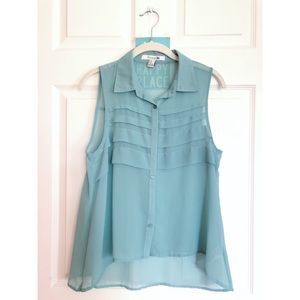 Sheer high low sleeveless tunic